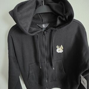 Volcom Black Hoodie with White Logo Tag
